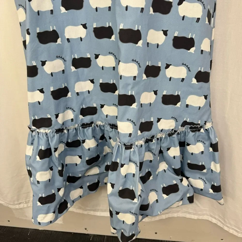 NEW LISA SAYS GAH Stevie Blue Novelty Counting Sheep Print Denim Midi Dress XS - Picture 10 of 17